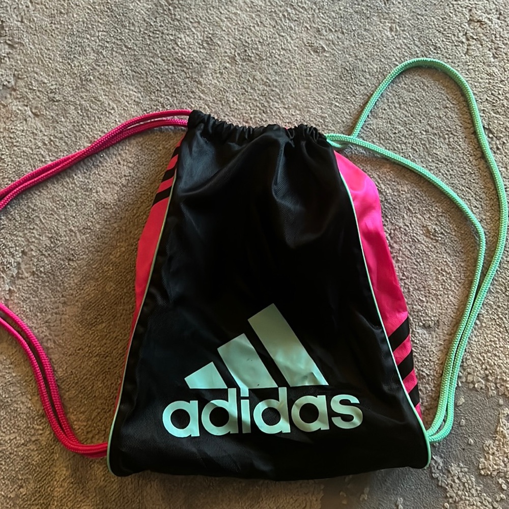 Adidas Pink / Blue Drawstring Backpack